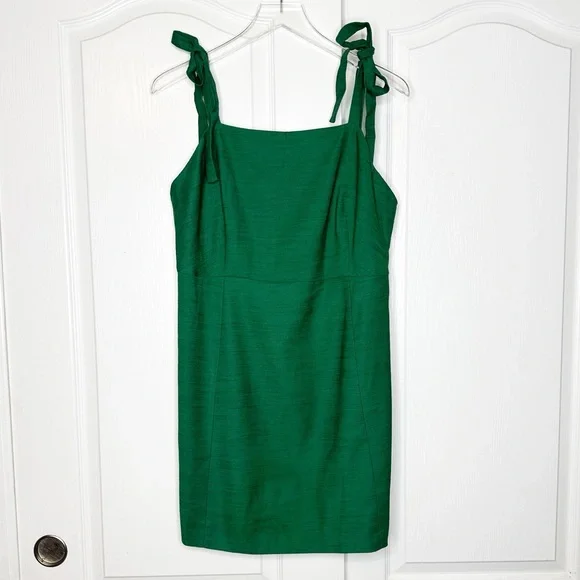 Sézane Green Tie-Strap Mini Dress Linen Blend Cutout Back Size 42 Large NWT - Picture 4 of 10